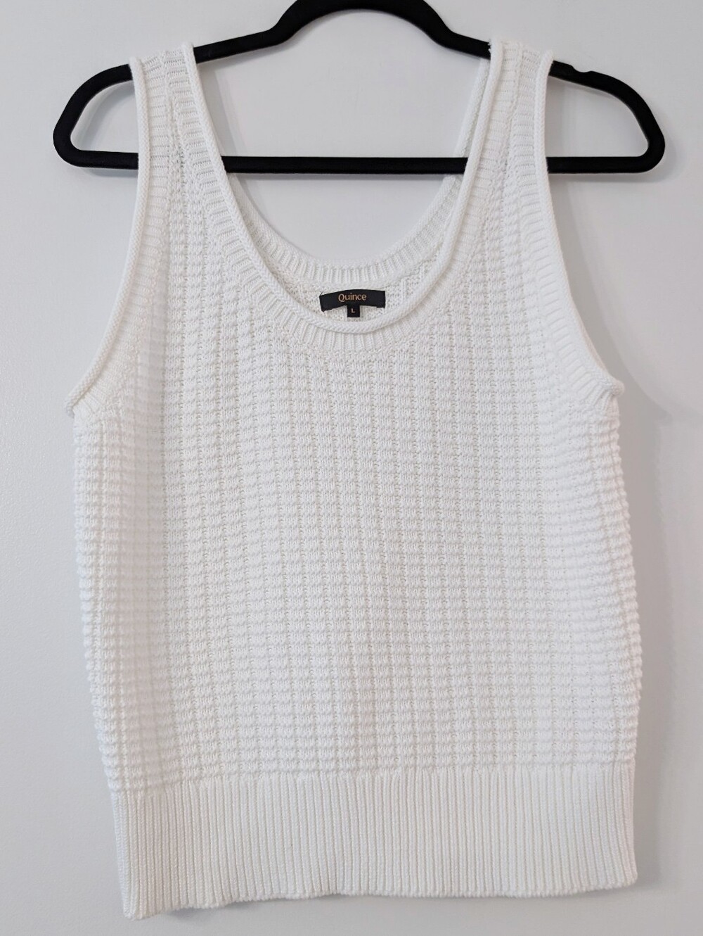 Quince 100% Cotton Organic Open Knit Tank Top Sweater White Large